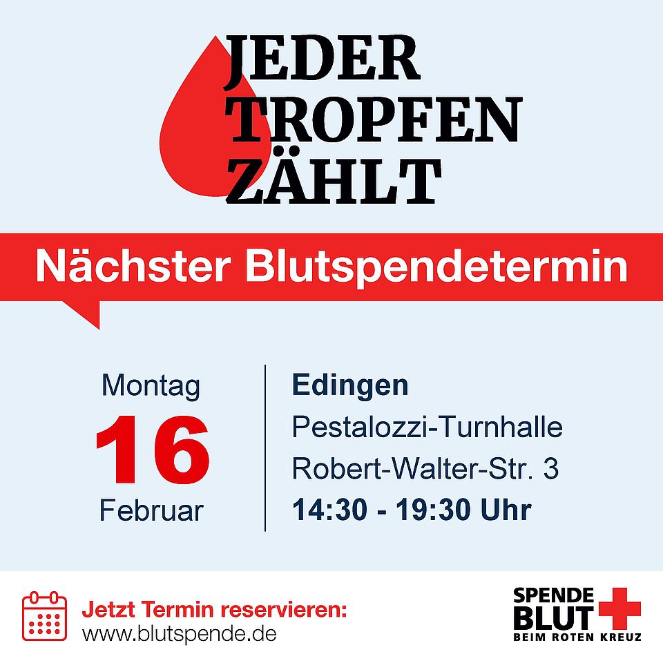 DRK-Blutspendeaktionam 16.02.2026 in Edingen